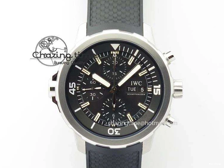 MIROTIME 0225 Aquatimer Chrono IW376803 V6F 1:1 Best Edition Black Dial On Rubber Strap A Stretchable 7280